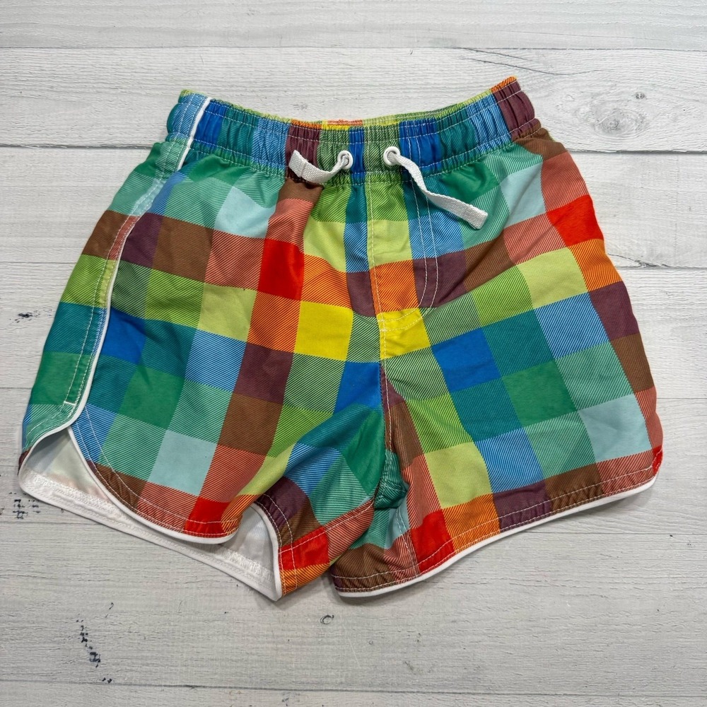 Hanna Andersson boys colorful plaid swims shorts 100/4‎